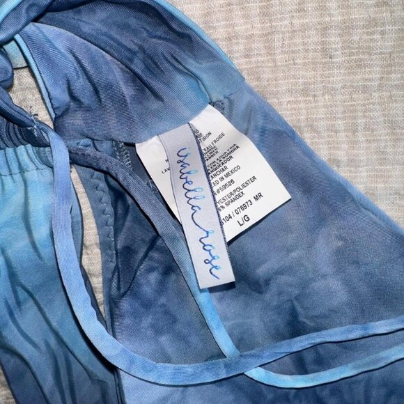Isabella Rose Bikini Top Blue Tie Dye Tassels Cutouts Large - Picture 5 of 5